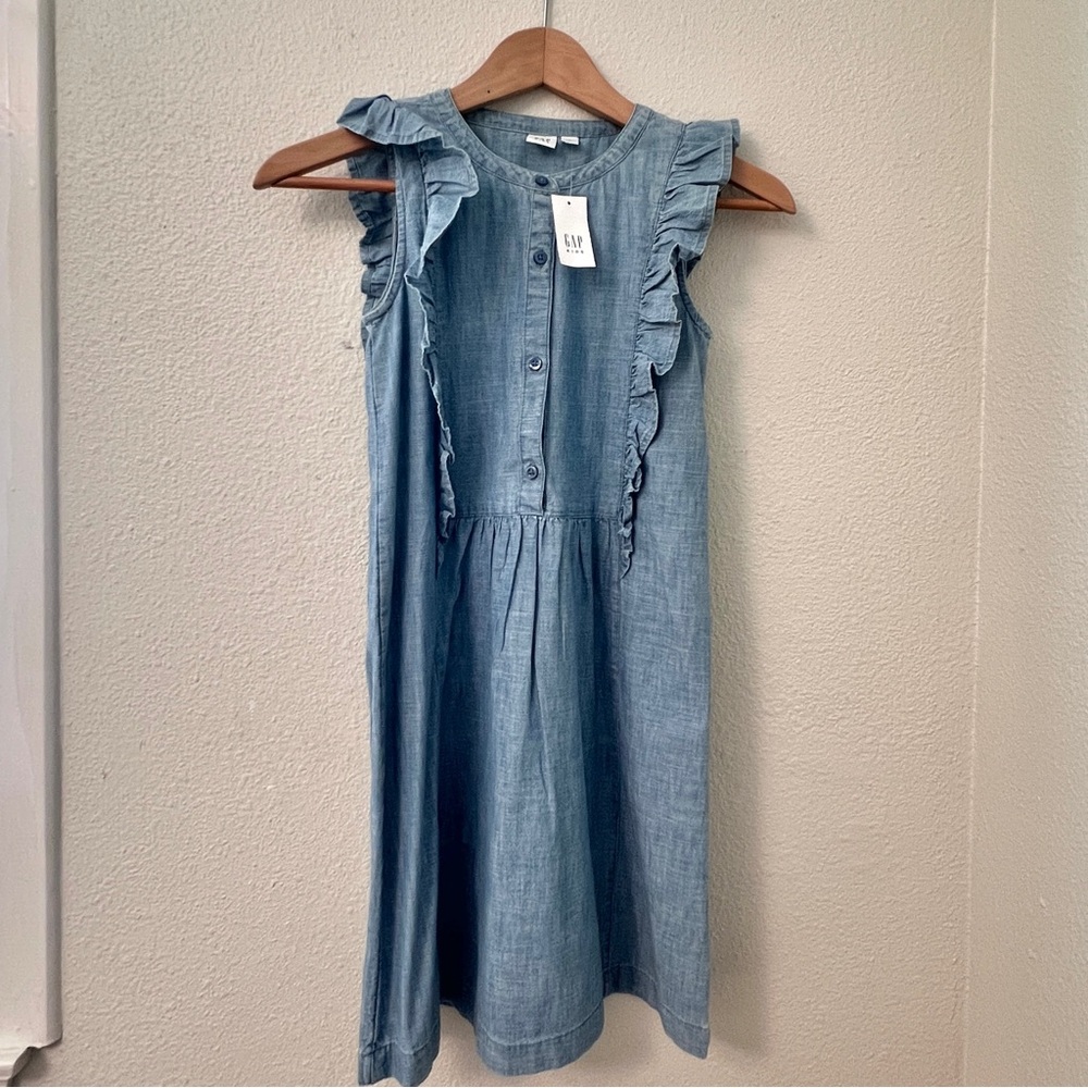 Gap kids chambray ruffle dress girl size L (10)